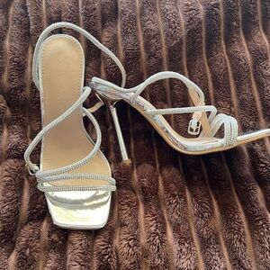 Wild Diva Silver Strappy Stiletto Heels
